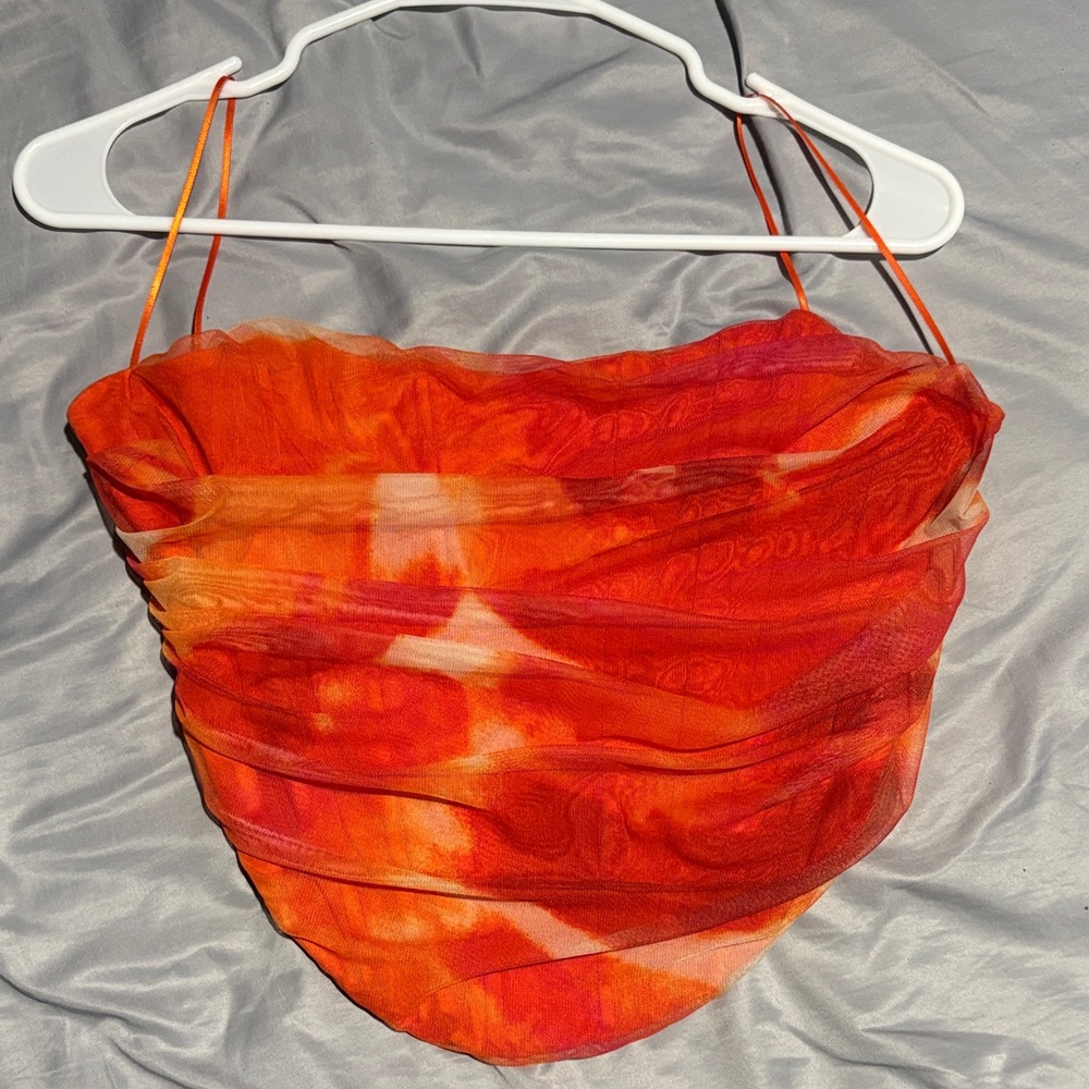 Windsor Orange Tie-Dye Ruched Top